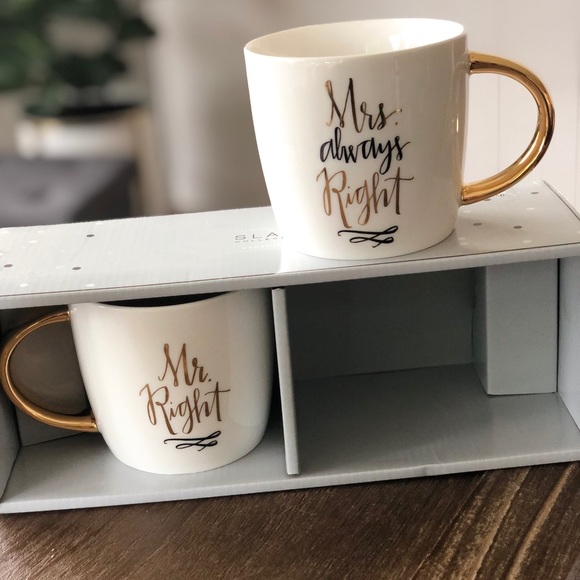 Set of two ceramic mugs with gold handle - Picture 3 of 3